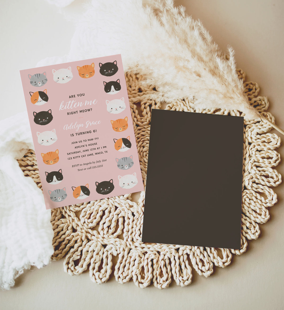 Editable Kitten Birthday Party Invitation Template No. 2