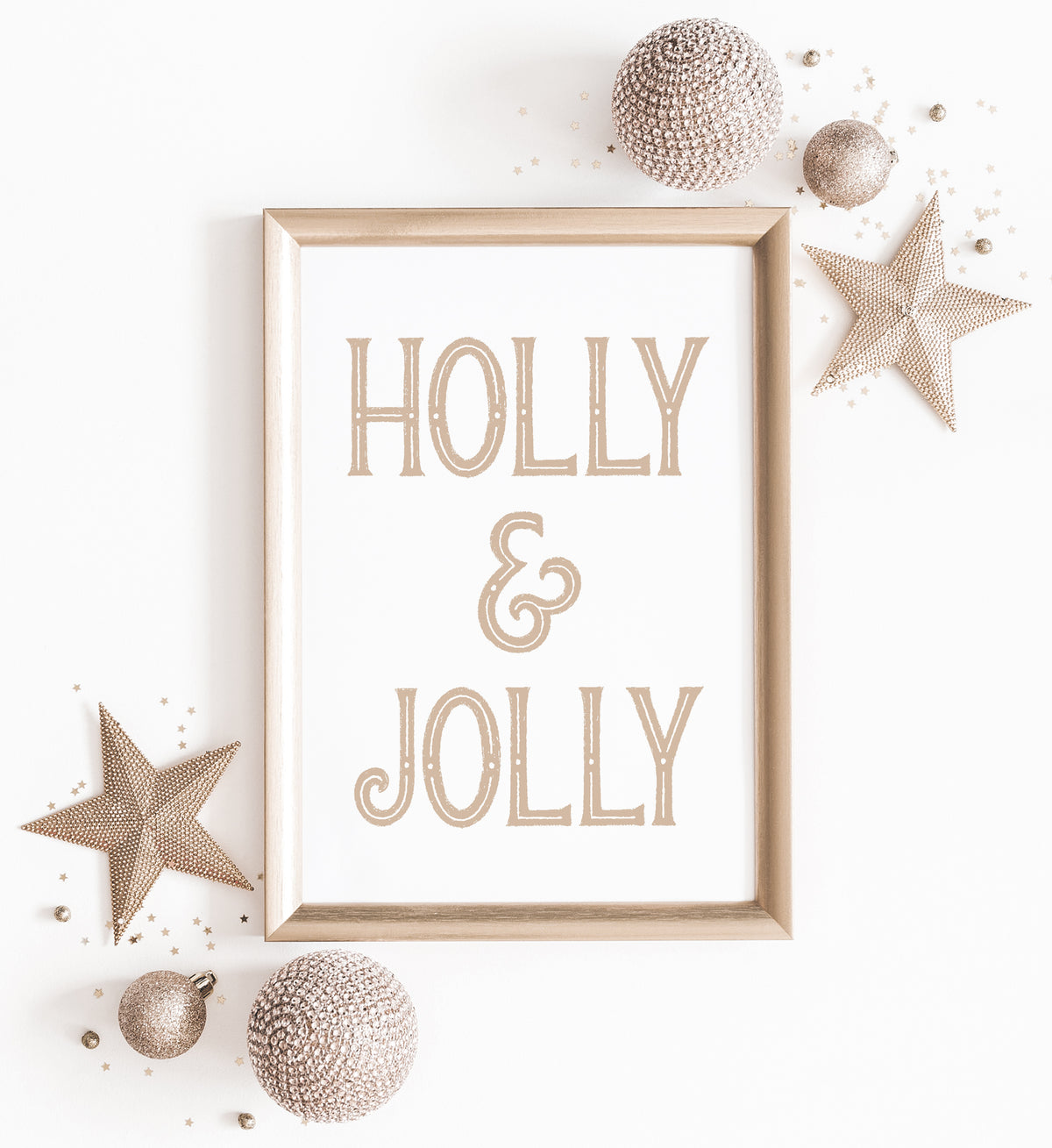 Gold Holly &amp; Jolly Print