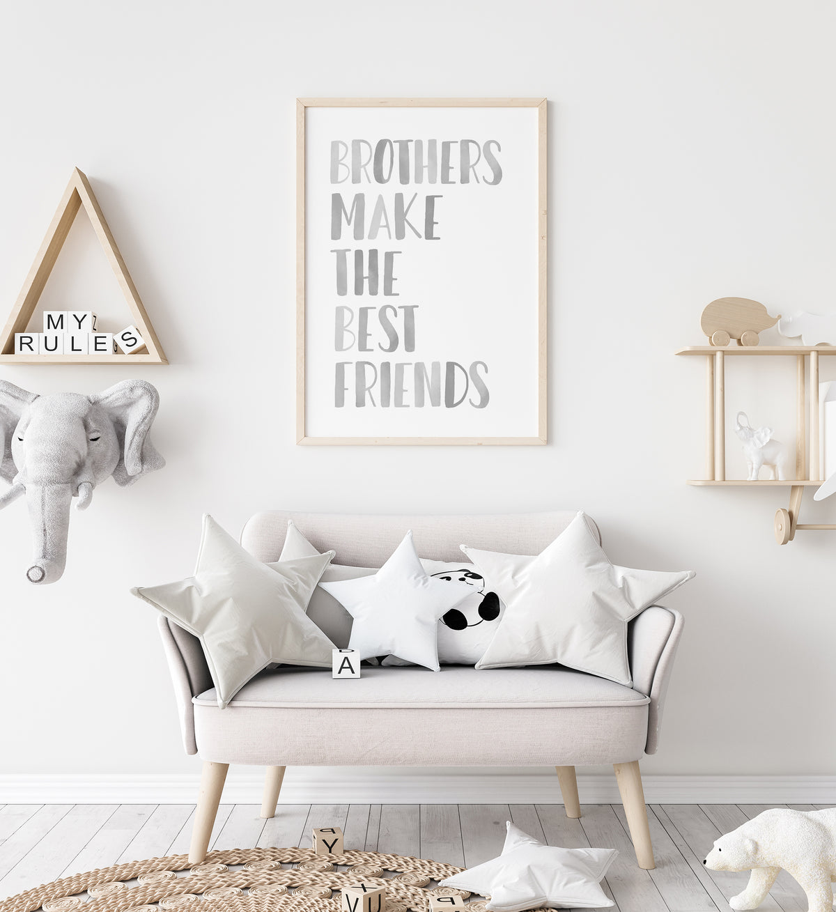 Brothers Make the Best Friends Print - Gray