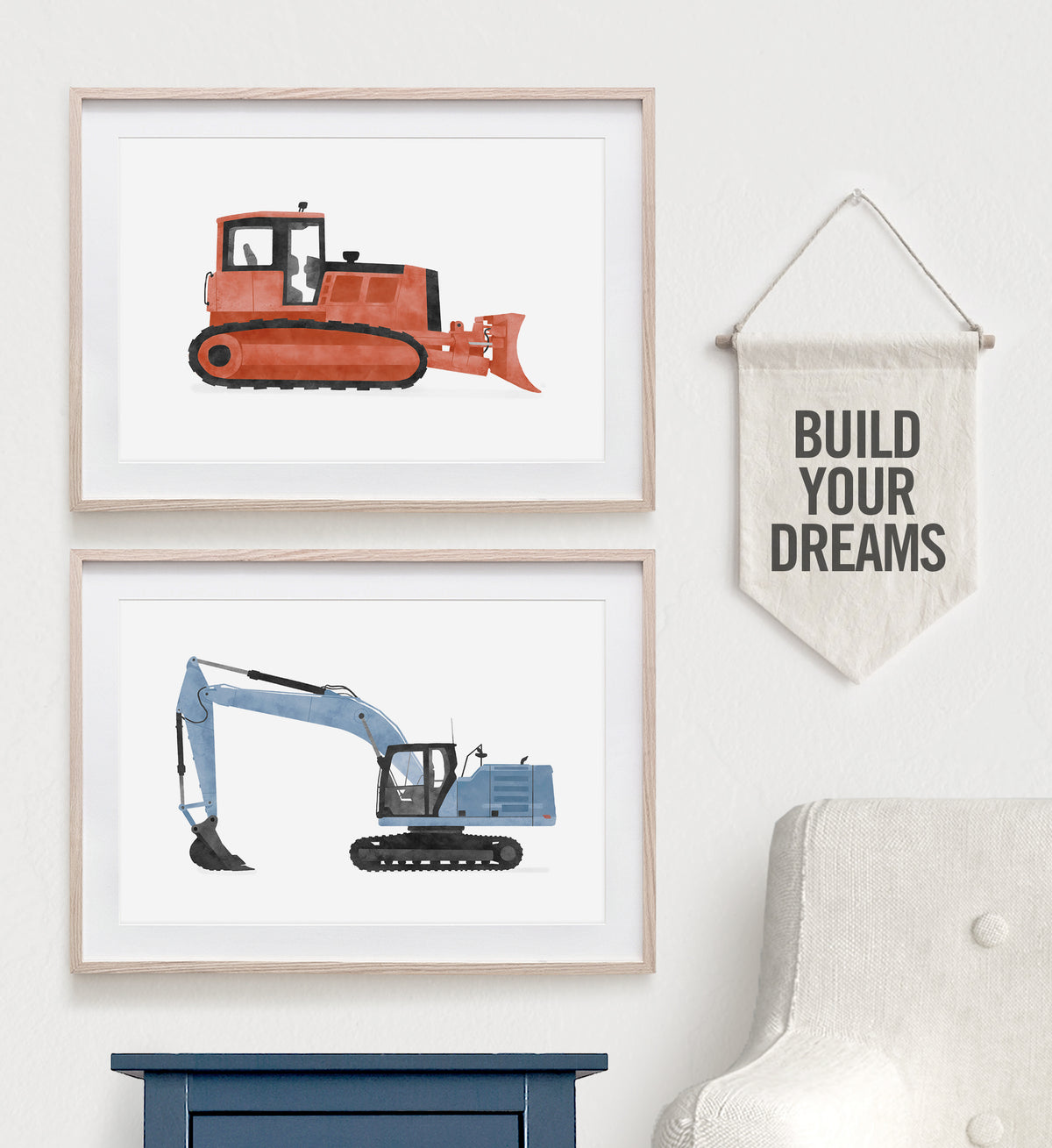 Bulldozer Horizontal Print - Red