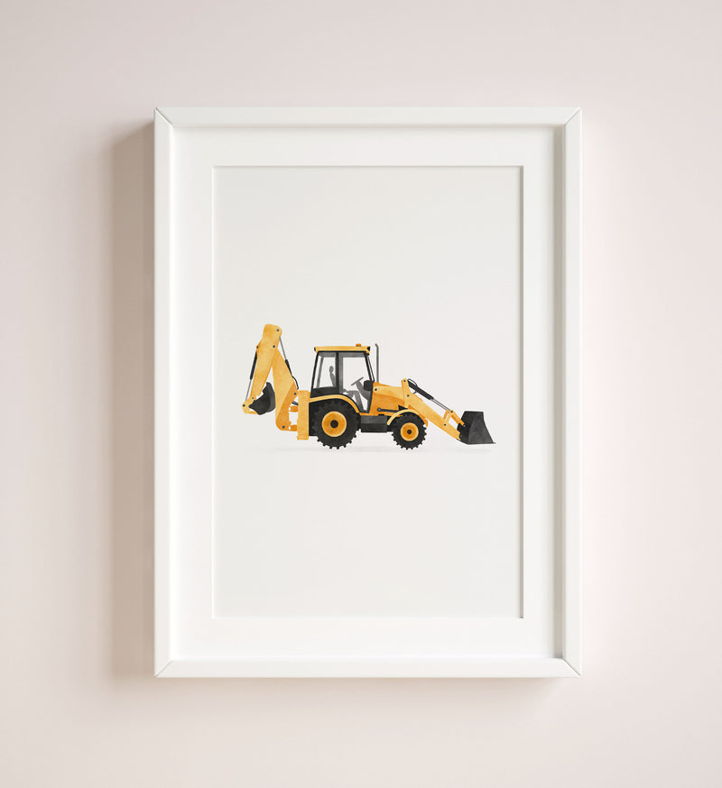 Backhoe Loader Print - Yellow - Little Folk Printables