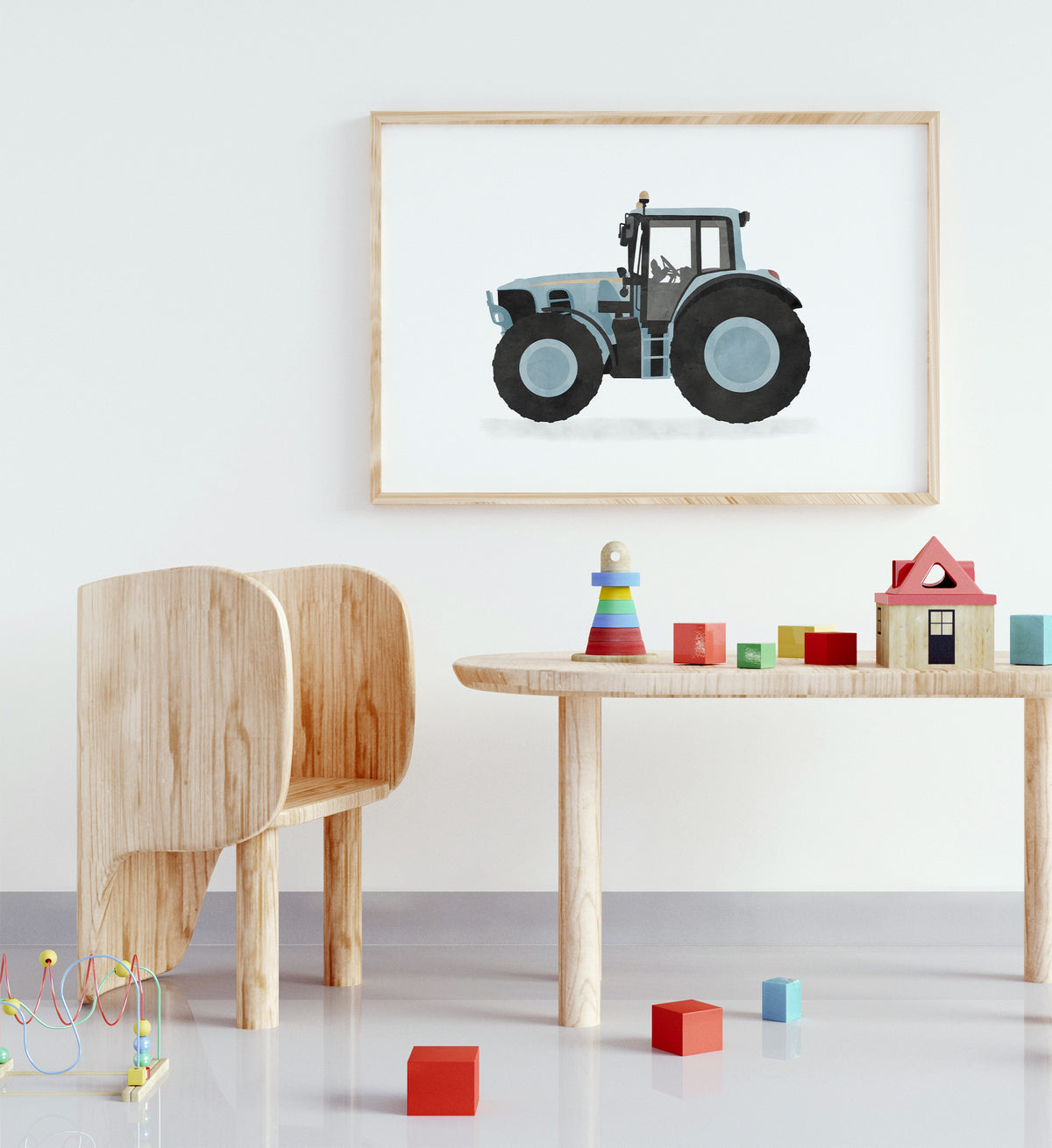 Tractor Horizontal Print - Light Blue