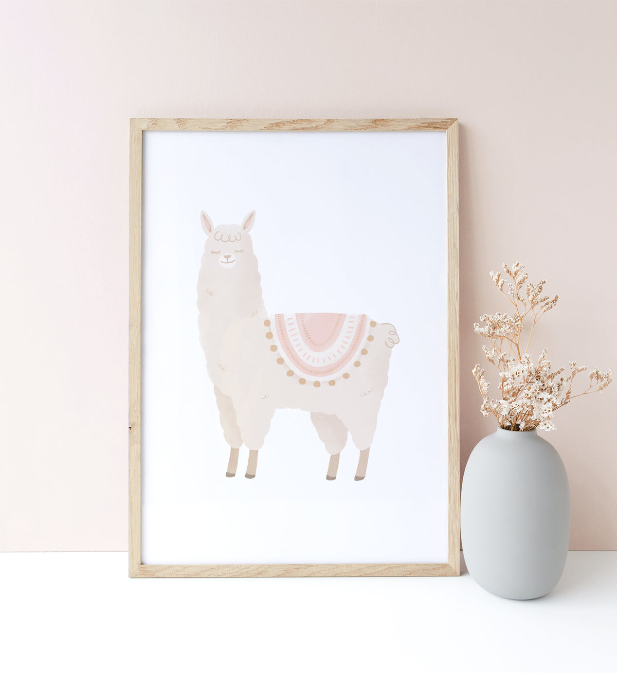 Llama with Pink Saddle - Pink and Neutral