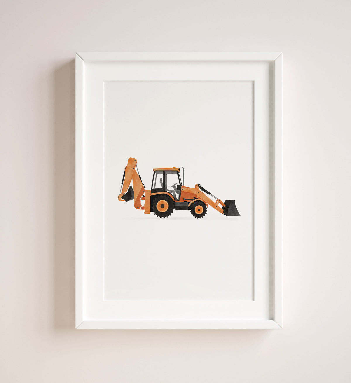 Backhoe Loader Print - Orange