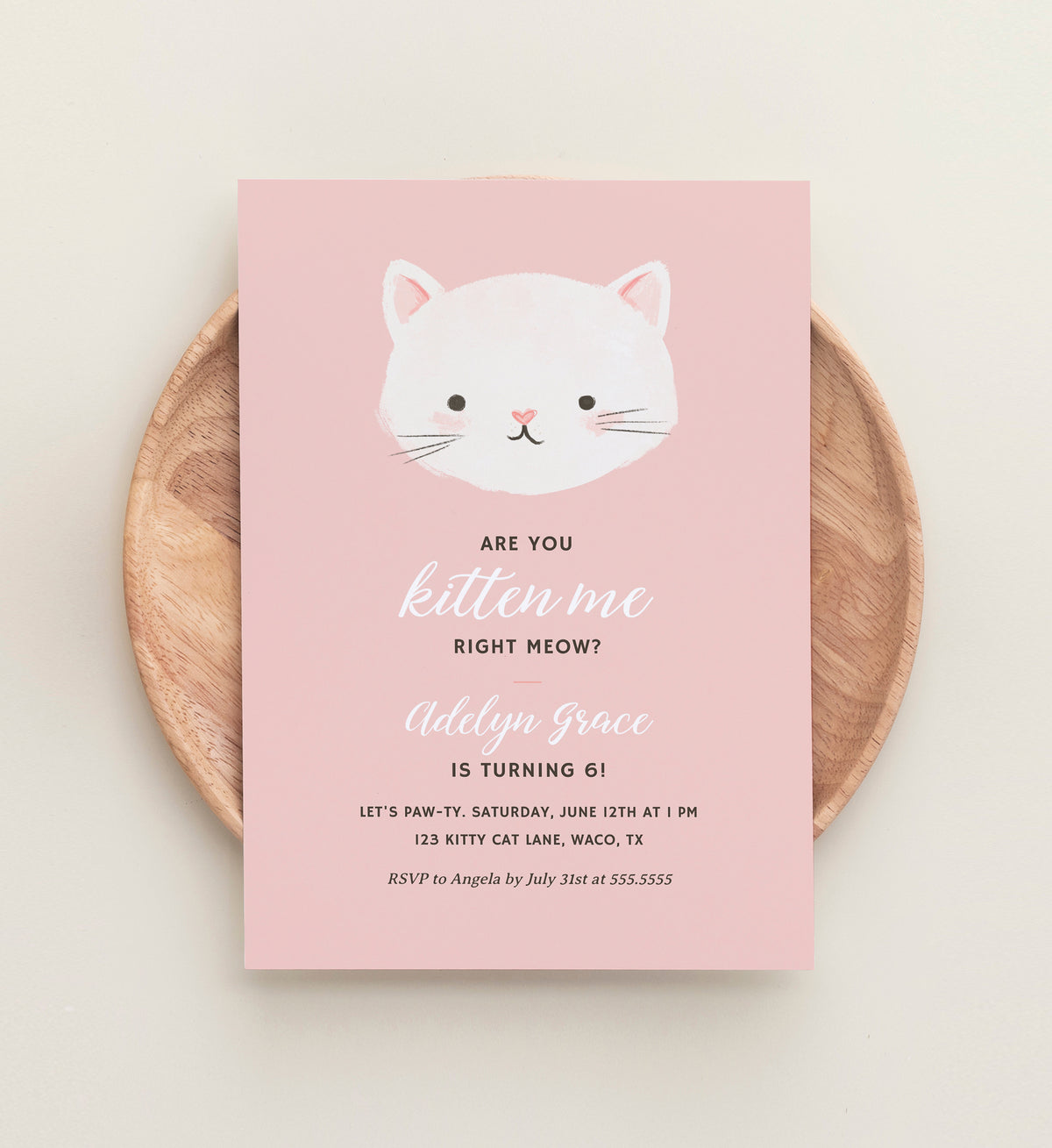 Editable Kitten Birthday Party Invitation Template No. 3