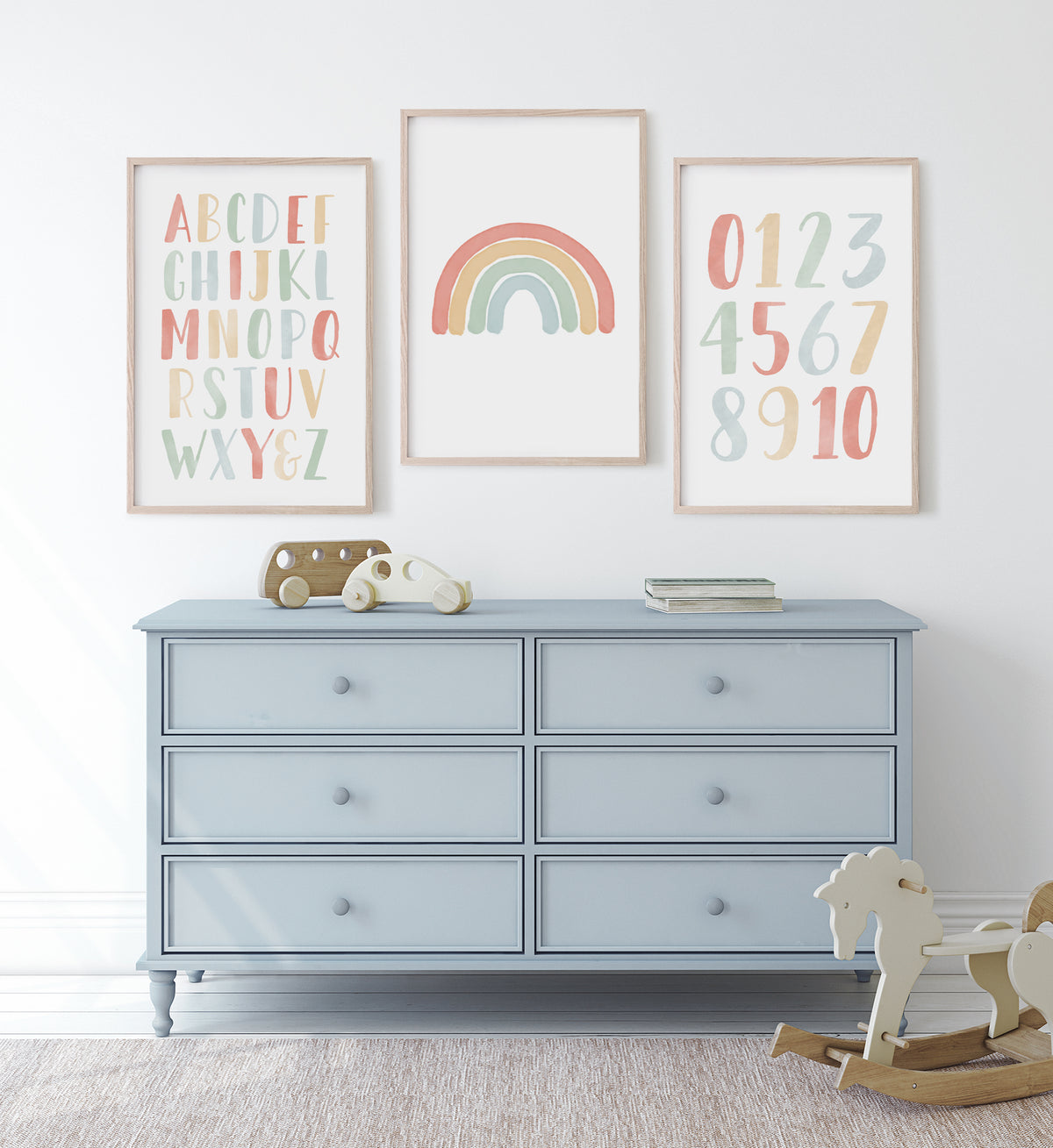 Rainbow, Alphabet &amp; Numbers Set of 3 Prints - RBCP