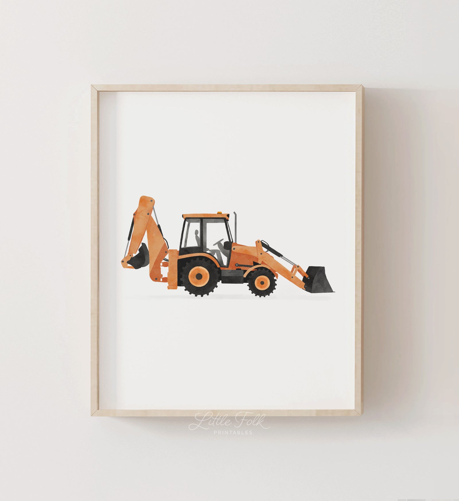 Backhoe Loader Print - Orange
