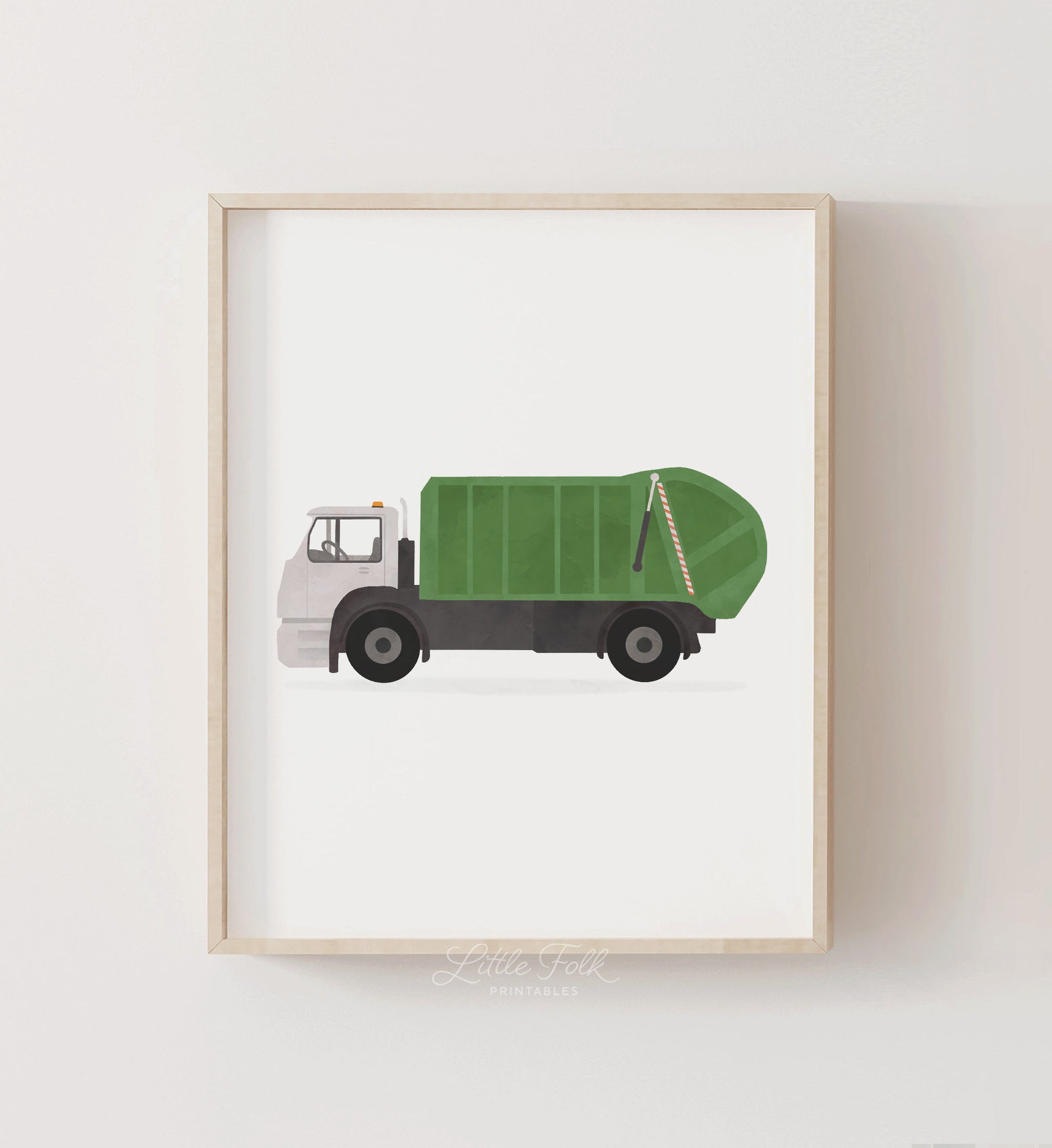 Garbage Truck Print - Green