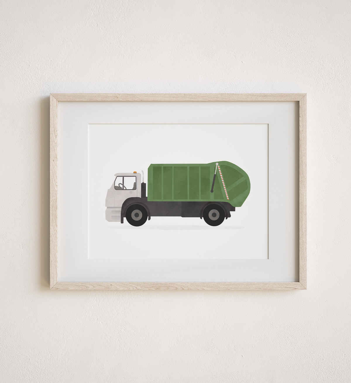 Garbage Truck Horizontal Print - Green