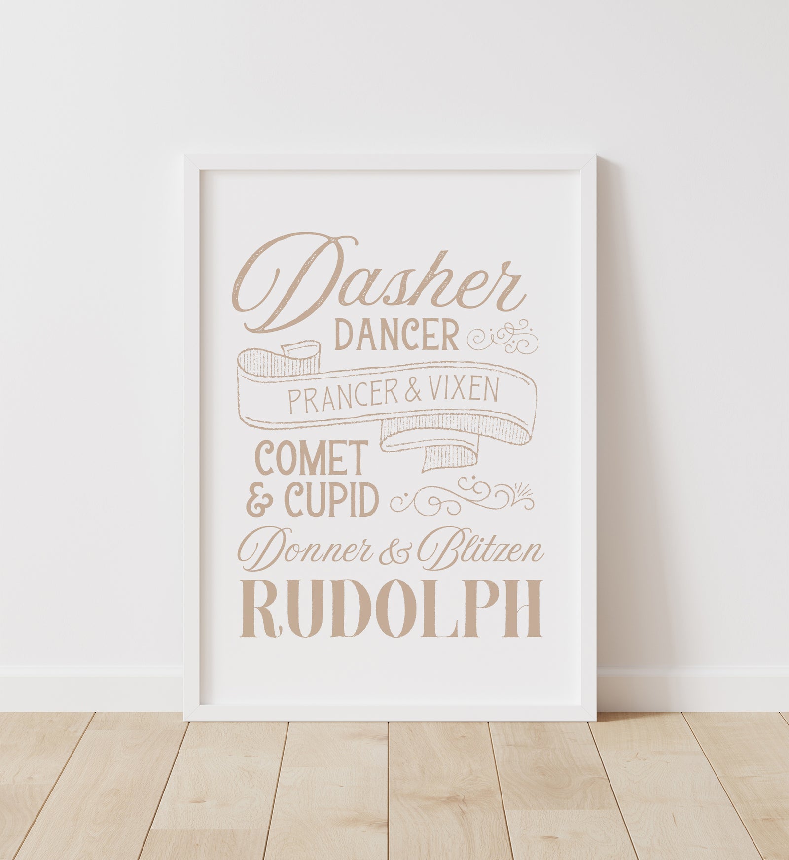 Gold Reindeer Names Print