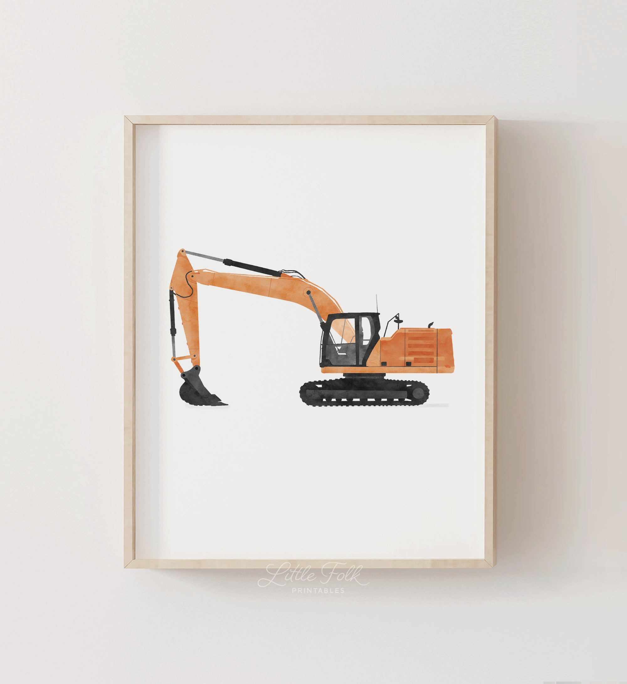 Excavator Print - Orange