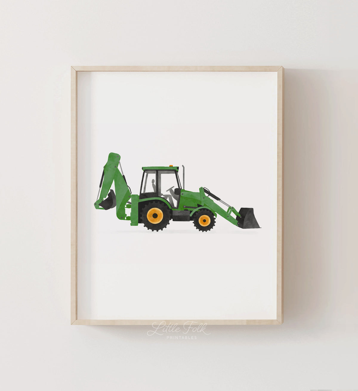 Backhoe Loader Print - Green