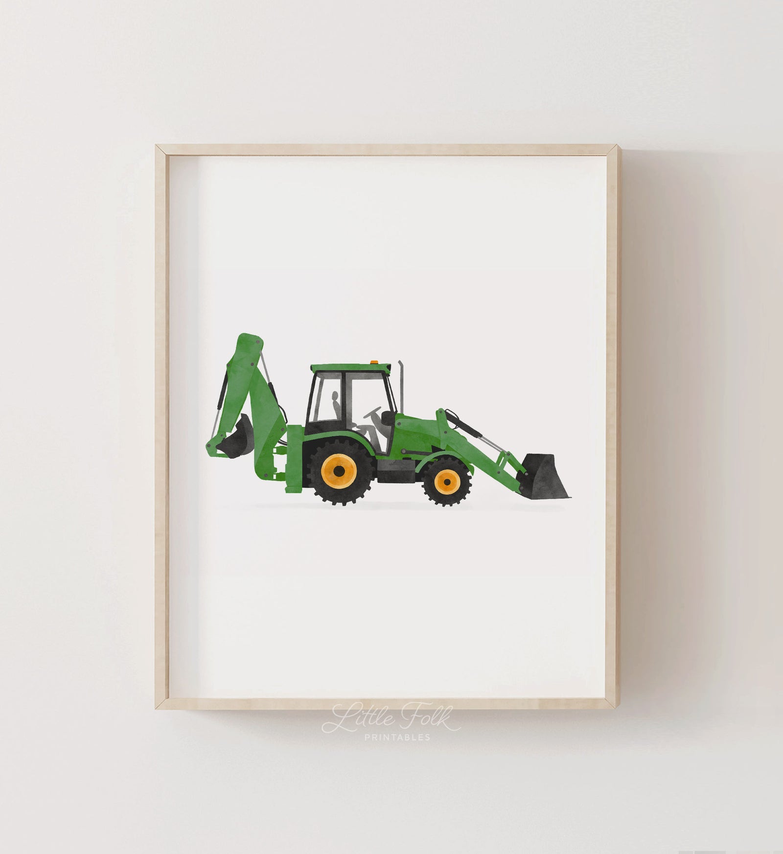 Backhoe Loader Print - Green
