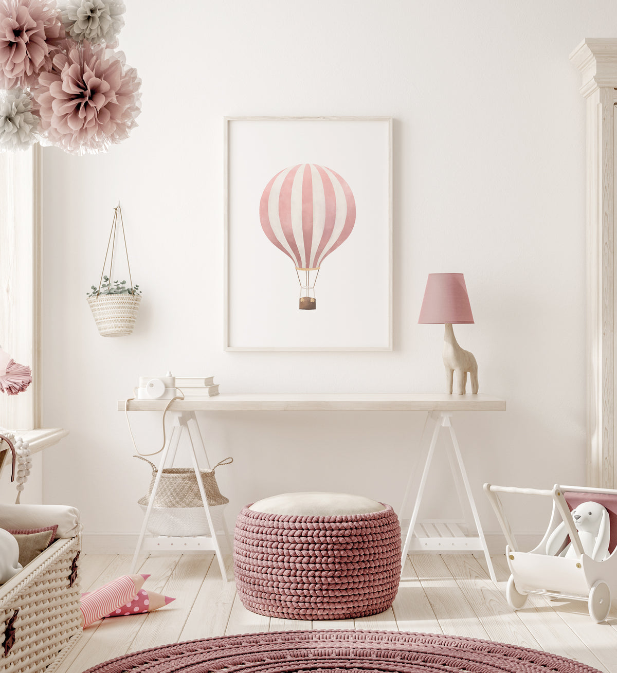 Hot Air Balloon Print - Pink