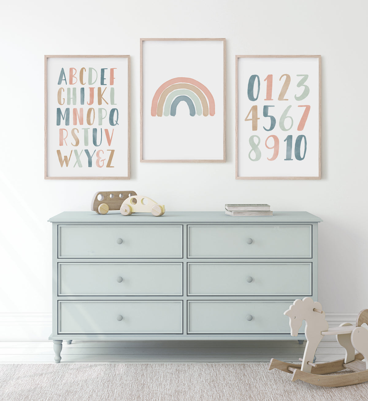 Rainbow, Alphabet &amp; Numbers Set of 3 Prints - MPCP