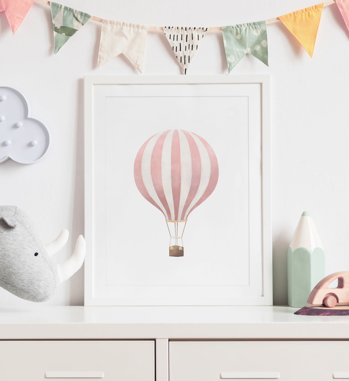 Hot Air Balloon Print - Pink