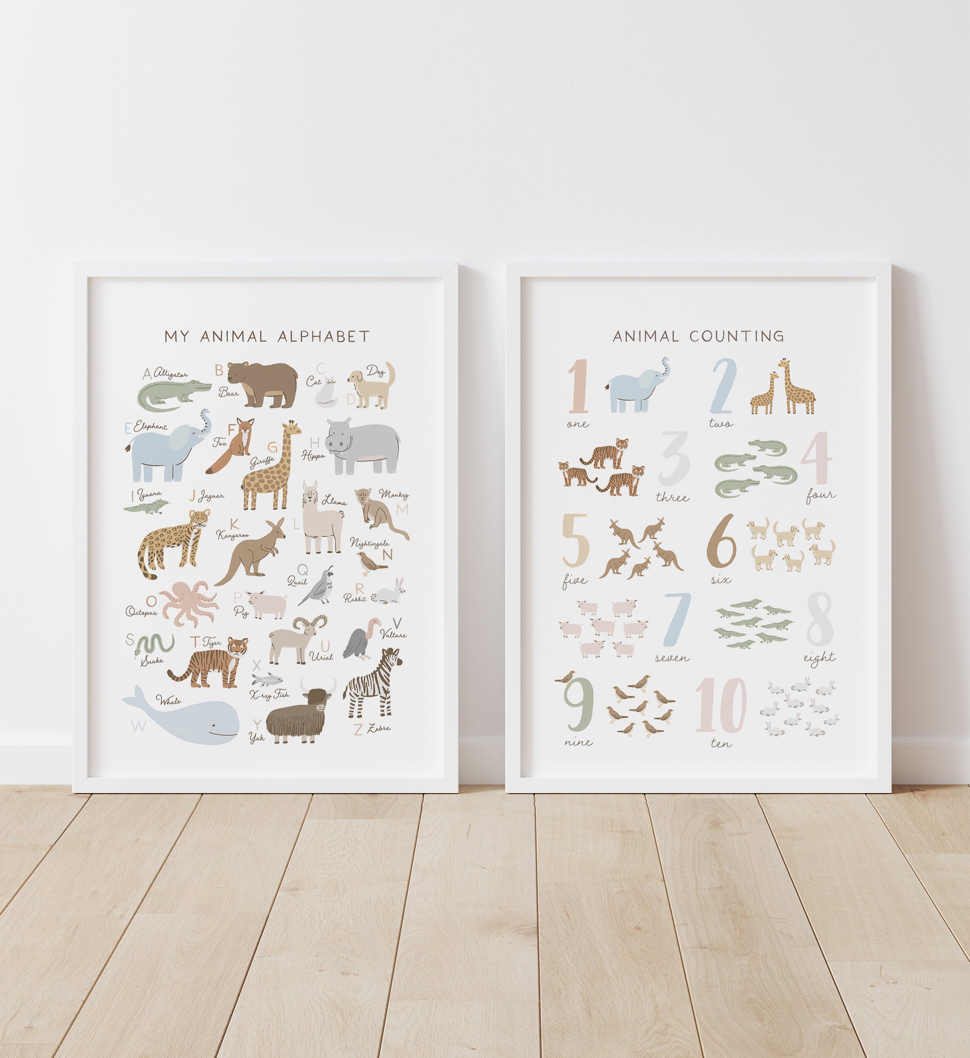 Animal Alphabet and Numbers Set of 2 Prints - SNCP