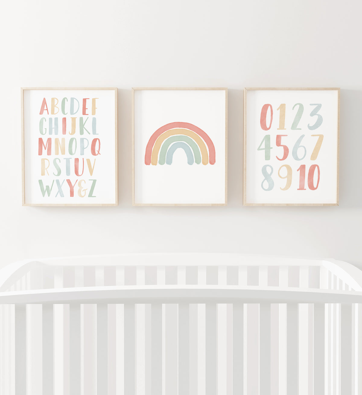 Rainbow, Alphabet &amp; Numbers Set of 3 Prints - RBCP