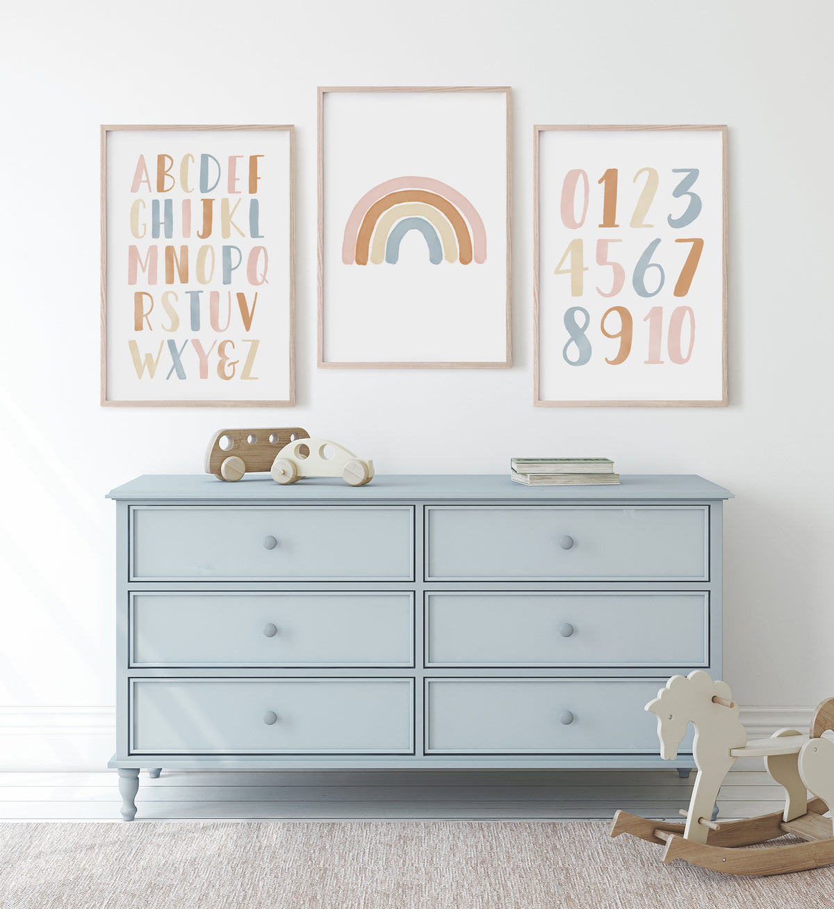 Rainbow, Alphabet &amp; Numbers Set of 3 Prints - BHCP