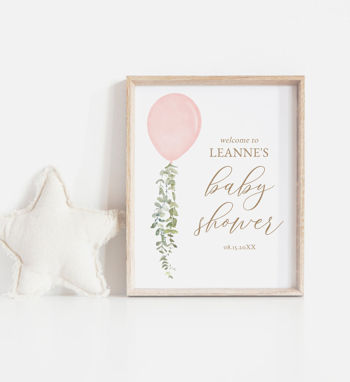 Editable Pink Balloon Baby Shower Welcome Sign Template