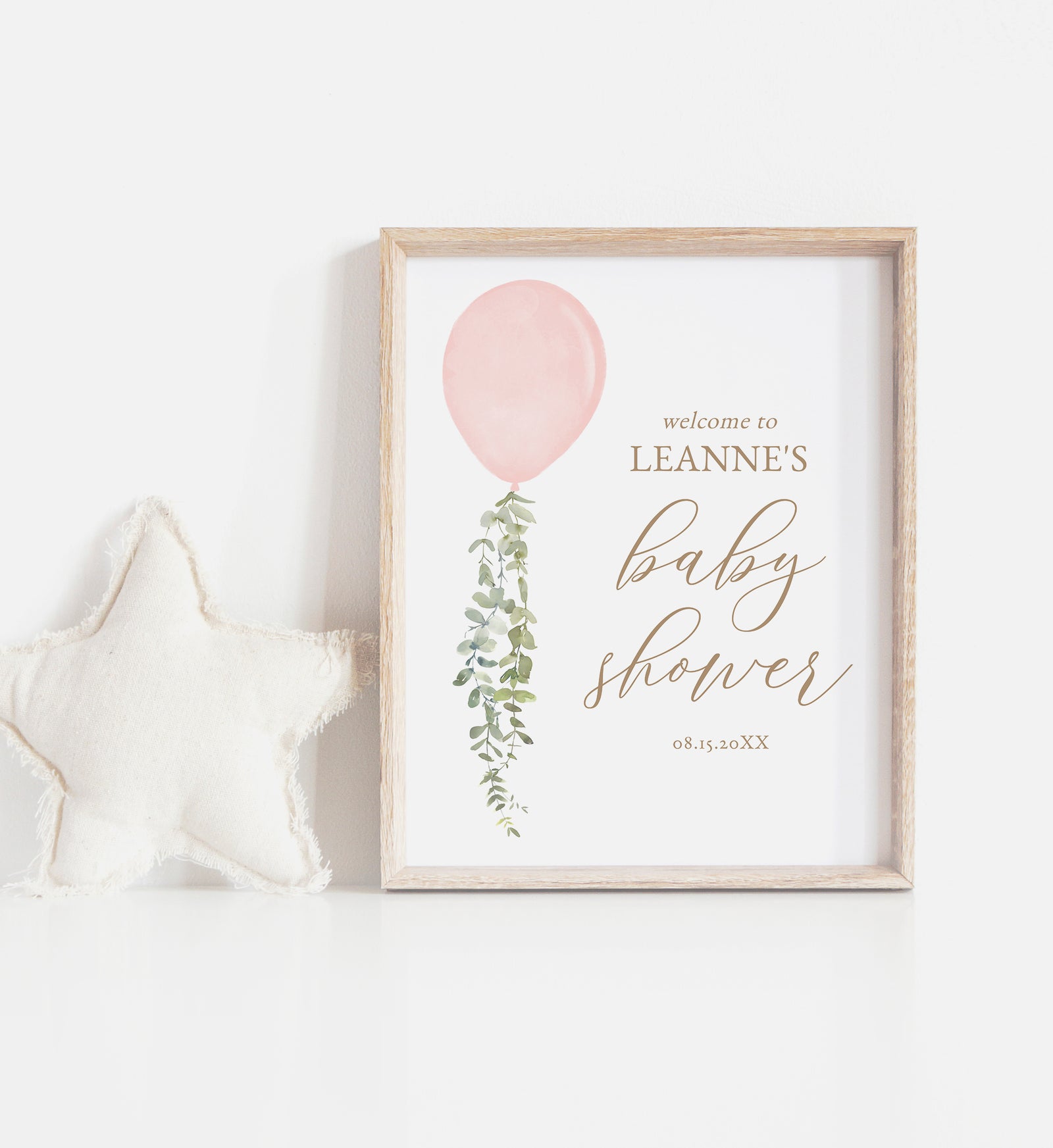 Editable Pink Balloon Baby Shower Welcome Sign Template