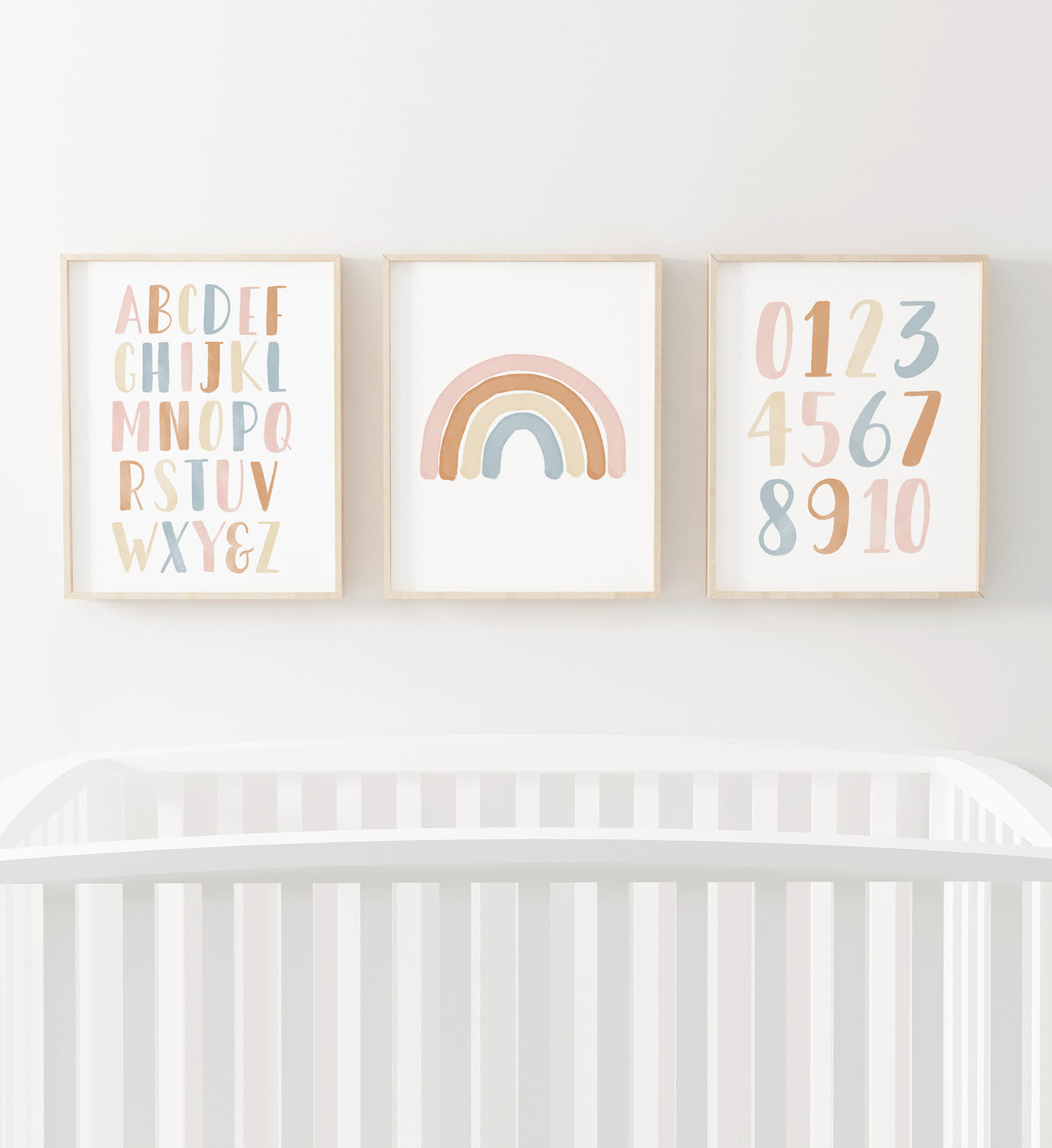 Rainbow, Alphabet &amp; Numbers Set of 3 Prints - BHCP